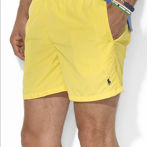 yellow ralph lauren swim shorts